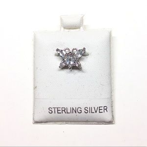 White Topaz butterfly sterling silver pendant